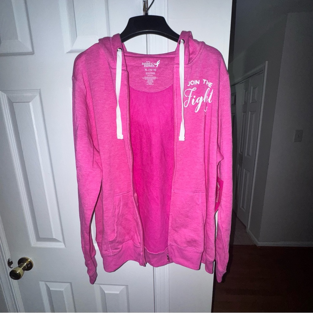 NWT Susan G Komen XL Women's Pink Full Zip Hoodie "JOIN THE Fight" Breast Cancer - Picture 4 of 11